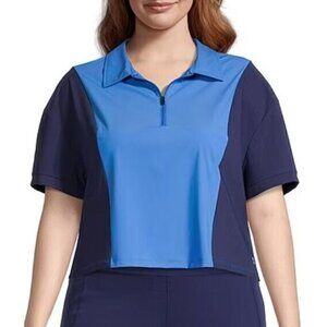 Sports Illustrated Short Sleeve Zip Polo Shirt Crop Top Plus Size Captivating